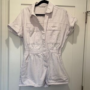 Women's White Jean Romper